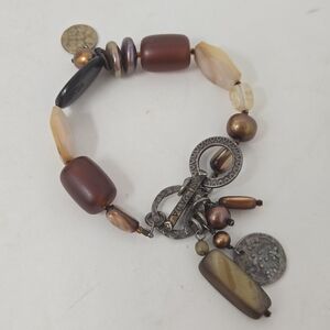 SILPADA Sterling Silver Brass Pearl Horn Shell Toggle Bracelet B1776 Retired